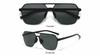 Fashion 2026 Square Frame Polarized Sunglasses for Men - Double Bridge, UV Protection, Ideal for Outdoor Driving