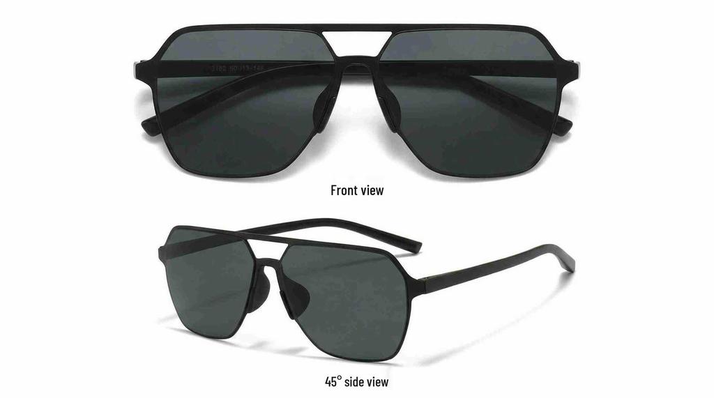 Fashion 2026 Square Frame Polarized Sunglasses for Men - Double Bridge, UV Protection, Ideal for Outdoor Driving