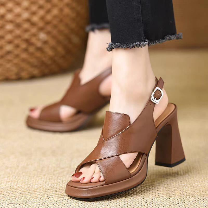 Fashion 2025 Summer High Heel Sandal for Women Female Shoe Open Toe All-Match Platform Buckle High-heeled Gladiator Girls High Heels