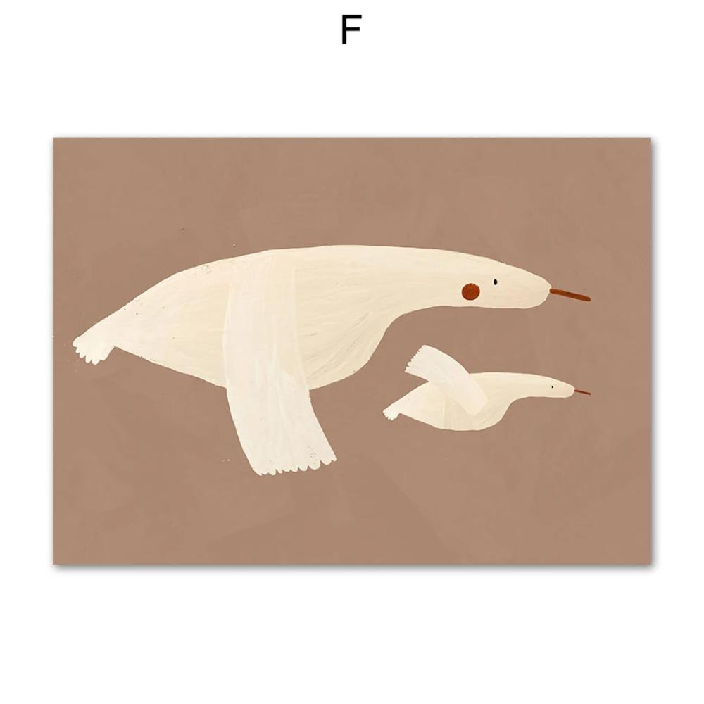 Poster con Coniglio, Topo e Oca stile Cartone Animato Boho, Arte da Parete per Nursery, Pittura su Tela, Poster Retro Nordico, Quadro da Parete, Decorazione per Stanza di Bambini