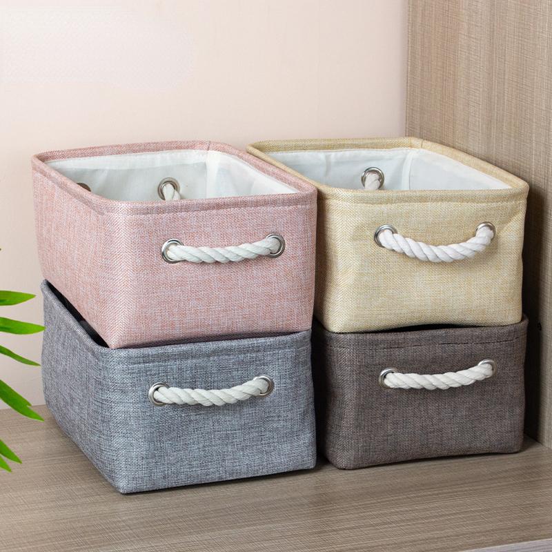 1 Pcs Cotton Linen Folding Storage Baskets Kids Toys Organizer Clothes and Sundries Storage Box Cabinet Storage Bag Laundry Basket WBL