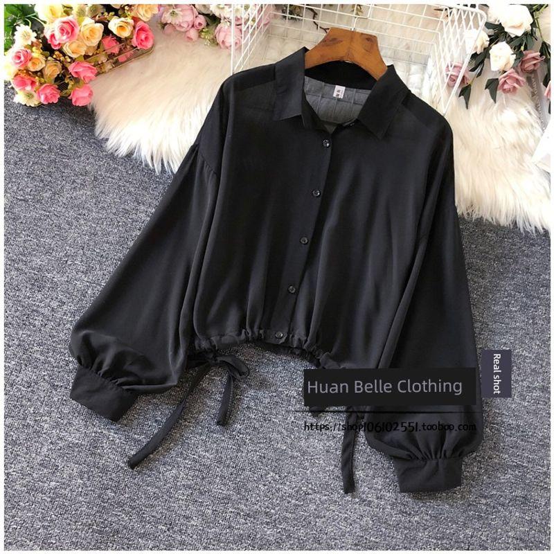 

Strap Sun Protection Shirt Women 2023 Summer New Stylish Niche Style Refined Outdoor Thin Chiffon Chic Tops Black L