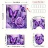 1/4pcs Bathroom Shower Curtain Set Purple Butterfly Bathroom Curtain With 12 Hooks Non Slip Rugs Toilet Cover Mat Bathroom Partition