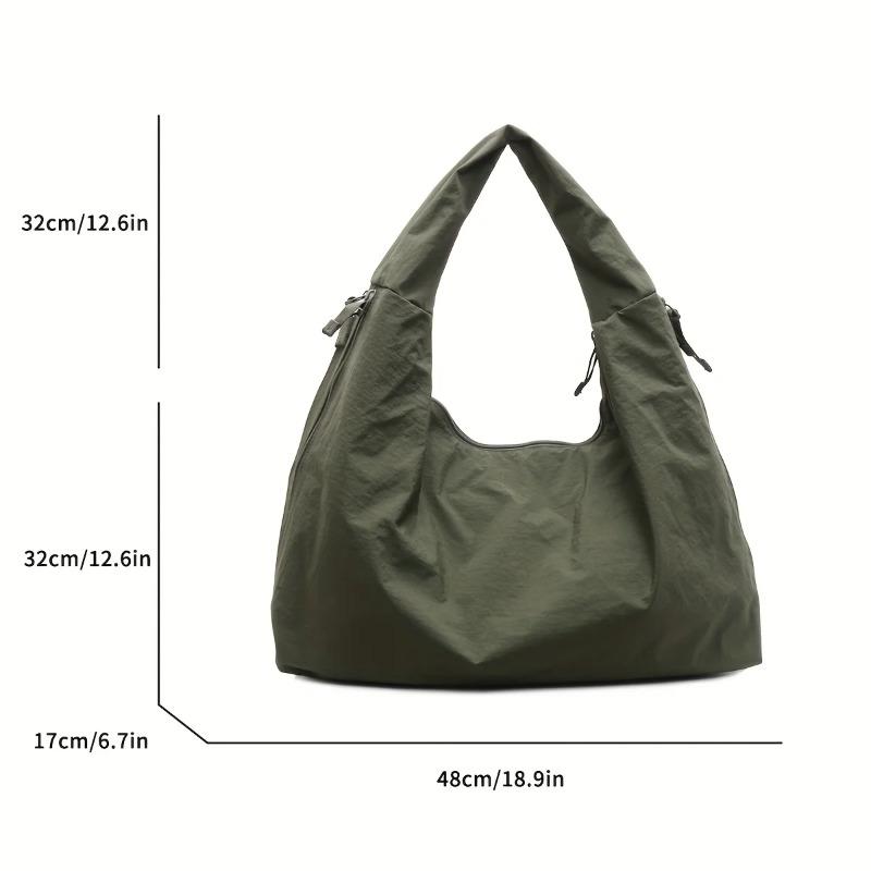Chic Solid Color Nyl Tote Bag with Multiple Zipper Pockets, Casual Handbag Shoulder Bags for Women College, Work, Everyday Us