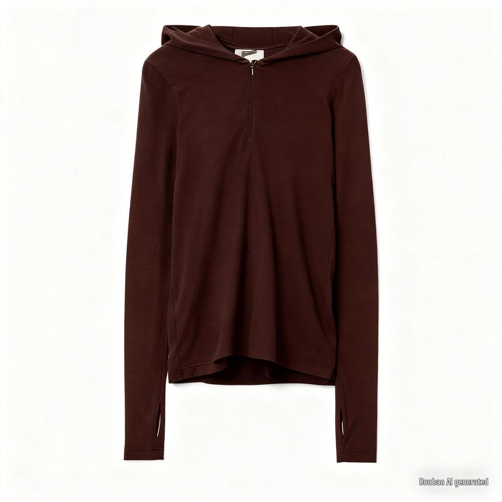 Women's Autumn Half-Zip Hooded Wool-Blend Knitted Top