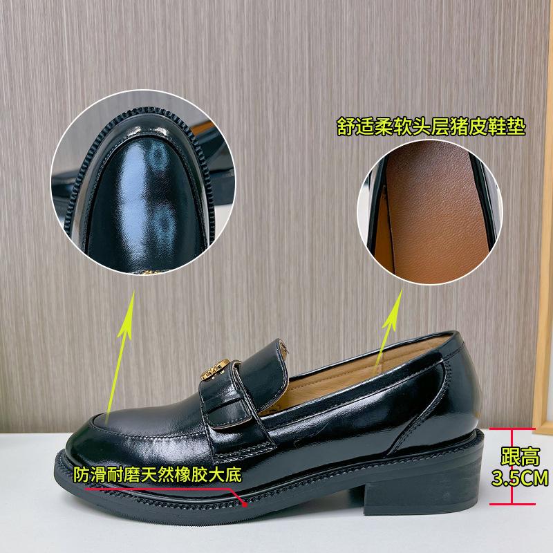 Leather Loafers Women's 2025 Spring New Thick-soled Heightening Single Shoes Women's Versatile Casual Shoes French Retro Women's Shoes
