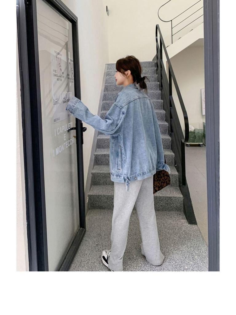 Women's Light Blue Denim Jacket - Korean Retro Style, Versatile for Spring and Autumn, Casual BF Fashion Trend.