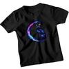 Kids Cat & Moon T-Shirt Boys Girls Magical Stars Space Gift Galaxy Cosmic Tee