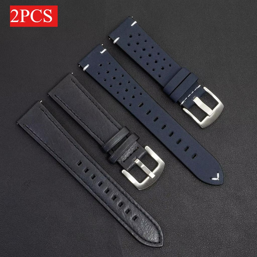 2Pcs 20mm Leather Breathe Strap for Samsung Galaxy Watch 7 6 5 4 40/44mm 6Classic 5Pro 22mm Band for Huawei GT5 3 4Pro Watchband