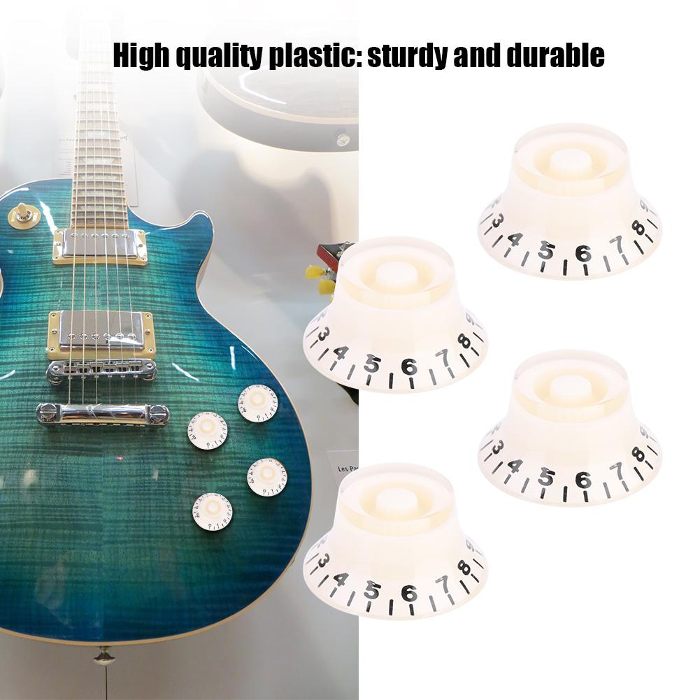 4 PCS Speed Tone Volume Control Knobs for EPI LP Electric Guitar (White  Black)