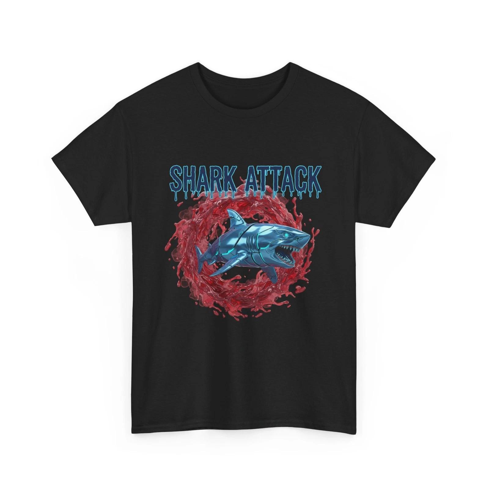 Shark T-Shirt | Cool Shark Attack Graphic T-Shirt, Cotton T-Shirt Gift Ocean Tee 3XL