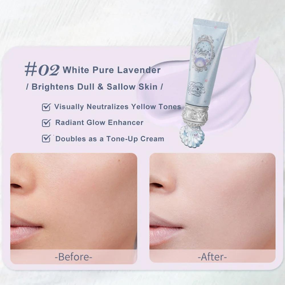 

Flower Knows Shell s Jewel Radiance Primer Brightening Long Lasting Makeup Base Hydrating Non Cakey Vegan Cruelty Free 02 White-Purple