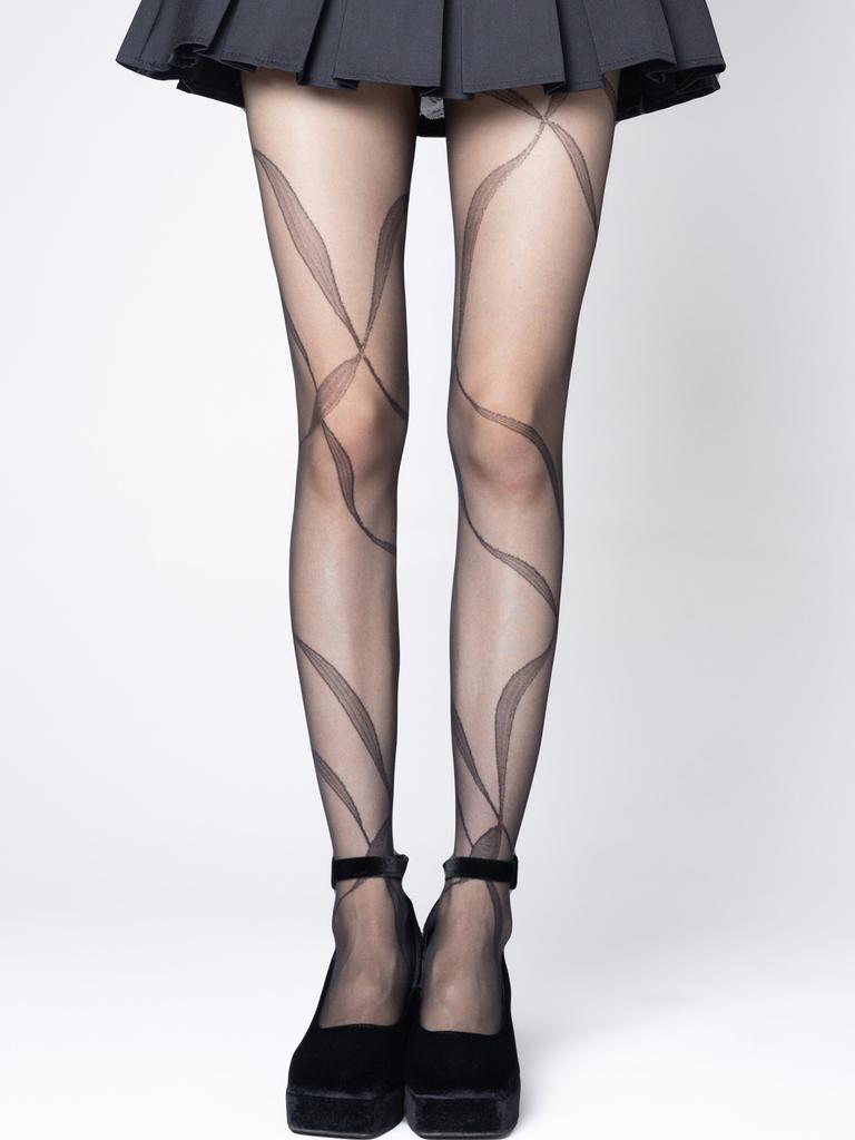 New spring and summer ultra-thin white stockings jk jacquard love stockings meat-through lace sexy pantyhose black silk