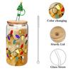 Color Changing Christmas Glass Cup with Lid Straw Brush Reusable Glass Iced Coffee Cup Cute Xmas Party Decorations for Mom Her