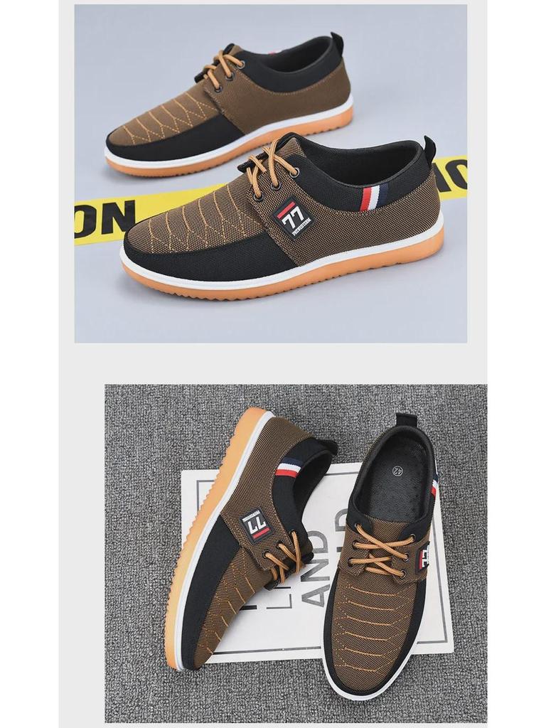 Męskie oddychające, lekkie, odporne na zużycie płócienne buty do biegania z podeszwą z kauczuku – wszechstronne na jesień i do prowadzenia samochodu.