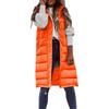 New European & American Fashion: Women's Solid Color Hooded Slim-Fit Sleeveless Mid-Length Cotton Vest