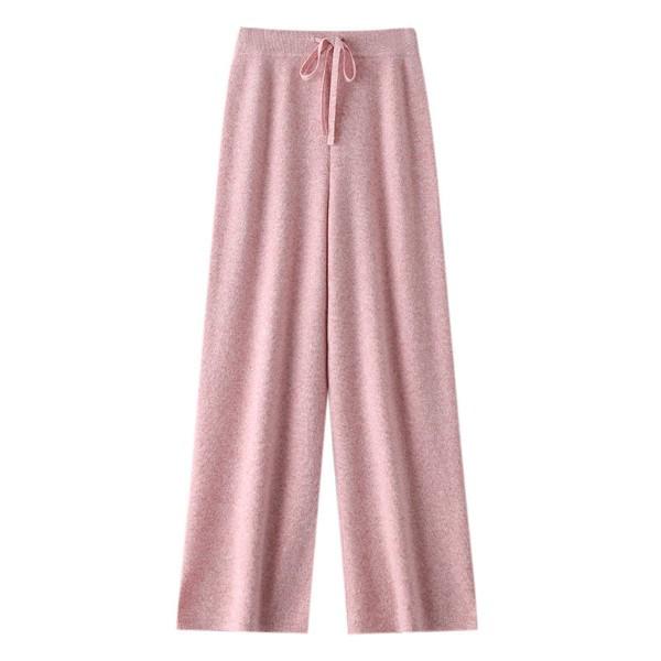 100% Australian Wool Wide-Leg Women's Extra Long Straight-Leg Cashmere Knit Pants for Autumn Winter