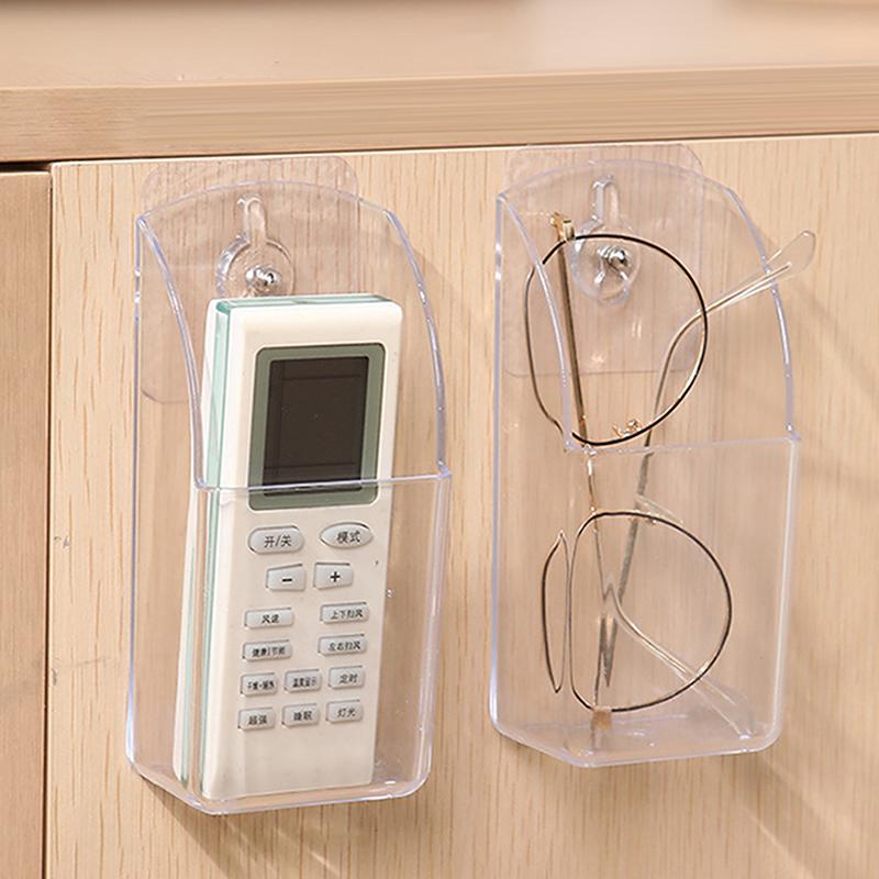 1Pcs Storage Organization Tv Air Conditioner Remote Control Holder Phone System Case Acrylic Hung On The Wall Mount Storage Box