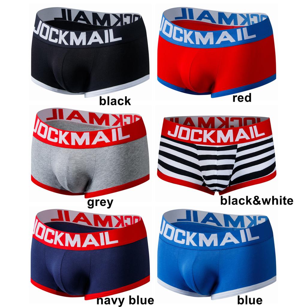 Boxer JOCKMAIL Brand Cotton Material Open Back Style Men's Underwear Clashing Colours Casual Sports Sexy Open Buttocks Underpants