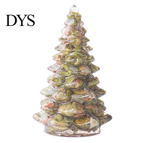 Xmas Tabletop Figurine Resin Christmas Tree Figurine, Crystal Desktop Ornament, Creative Gift Miniature Holiday Decoration for Home Office,