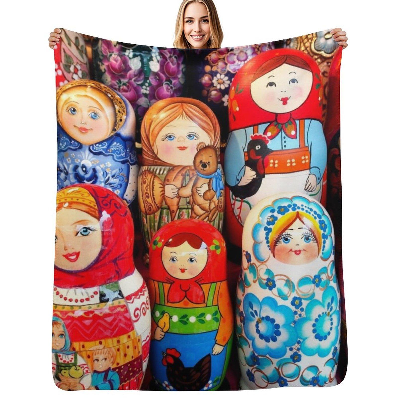 

Matrioska Throw Blanket Long Lasting Soft Plush Blanket for Daily Use 102x76cm(40x30in)