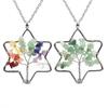Handmade Six-Pointed Star Tree of Life Crystal Chip Pendant Necklace N66