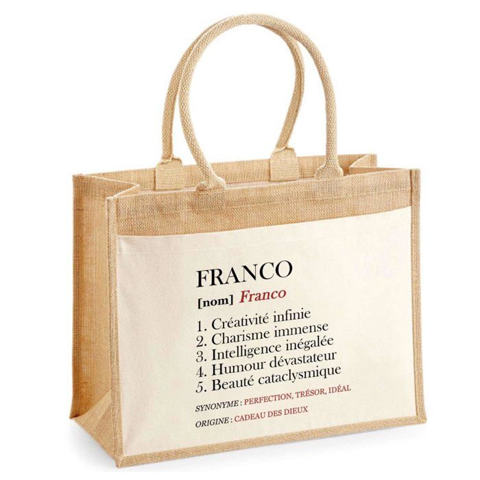 Sac de plage - PLANETEE - Jute avec poche Franco Définition - Coton - Grande contenance - Imprimé en France