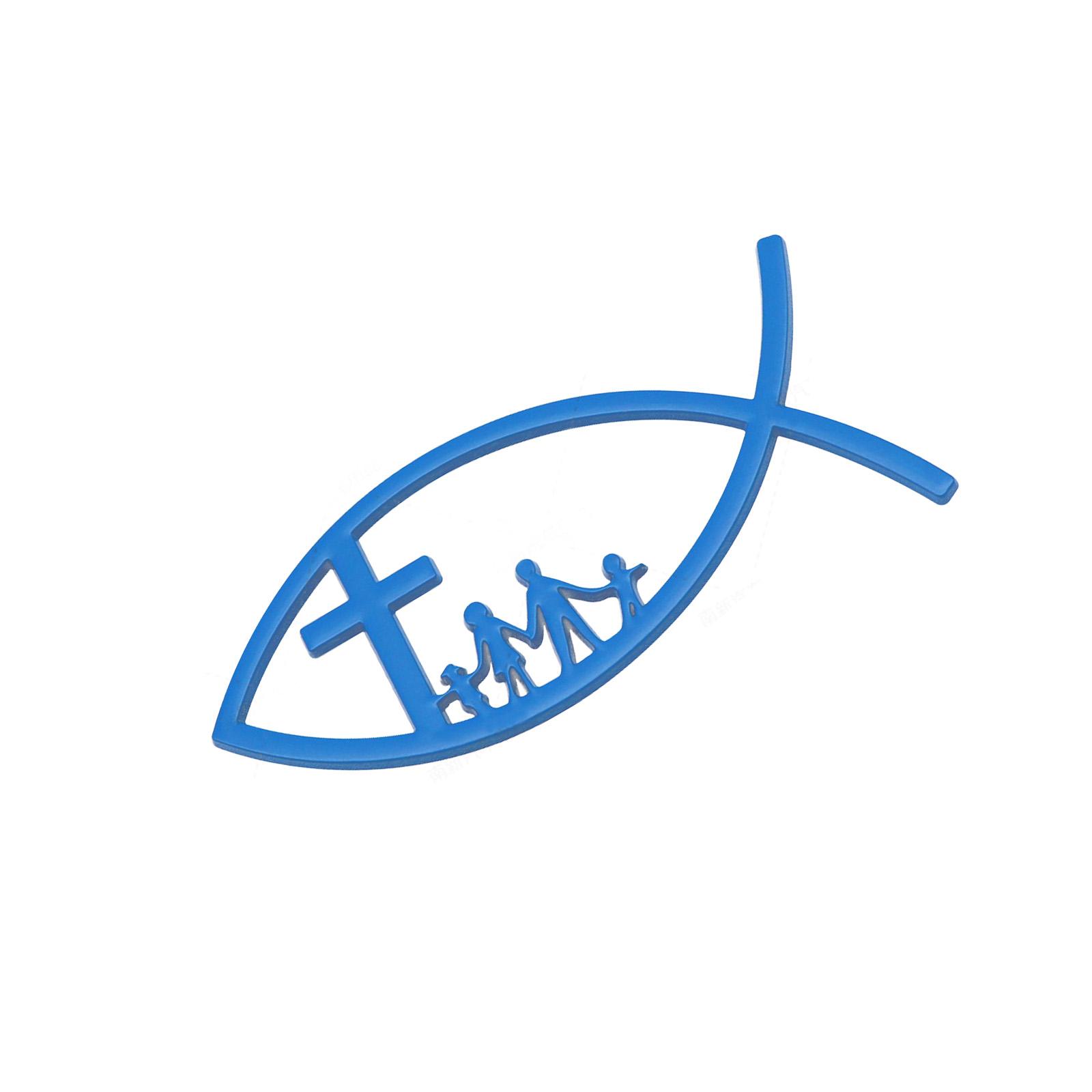 

3D Наклейка Декаль на Автомобиль Рыба Иисуса Христианский Крест Эмблема Рыбы Наклейка Самоклеящаяся Металлическая Наклейка Универсальная для Окна Автомобиля Бампера синий