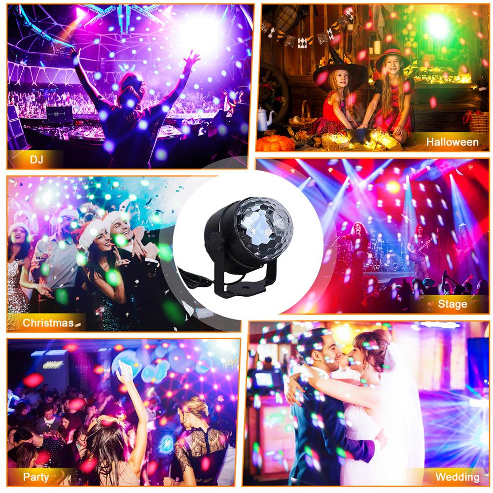 LED Stage Disco Light Rotating DJ Ball Strobe Remote Sound Control Magic Dance Car RGB Christmas Gift Club Party Laser Show Lamp