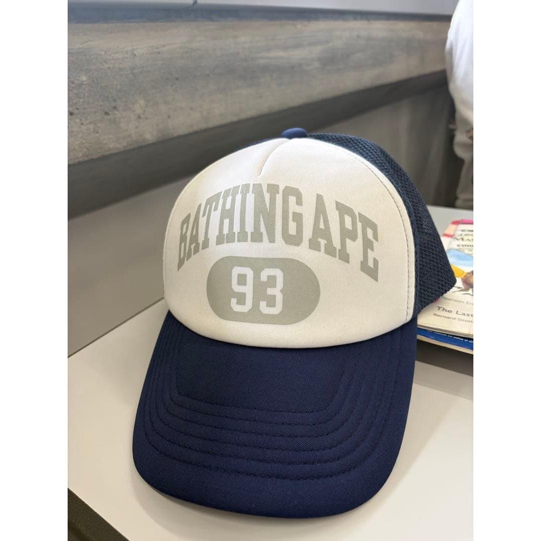 Used BAPE mesh cap white/navy