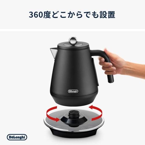 De'Longhi Electric Kettle Ecletica KBY1210J-BK with Temperature Adjustment Function