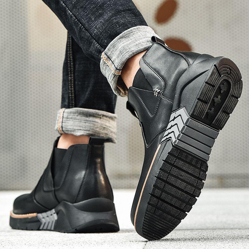 2022 Spring and Autumn New Martin Boots Men's Thick Sole Casual Leather Shoes