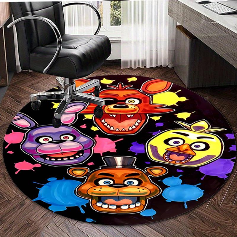 1pc Freddy Bear1 Print Round Carpet Chair Round Carpet Suitable for Bedroom Living Room Home Decorative Carpet