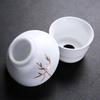 White Ceramic Kung Fu Tea Set with Bamboo Leaf Design