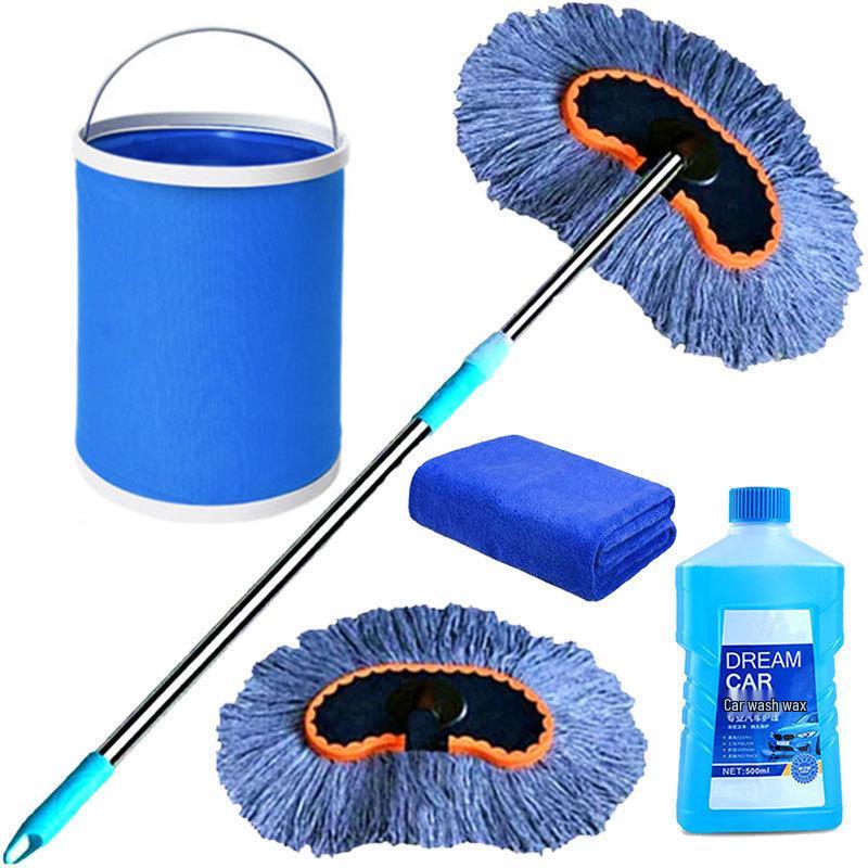 Telescopic Car Wash Mop with Long Handle and Soft Bristle Brush