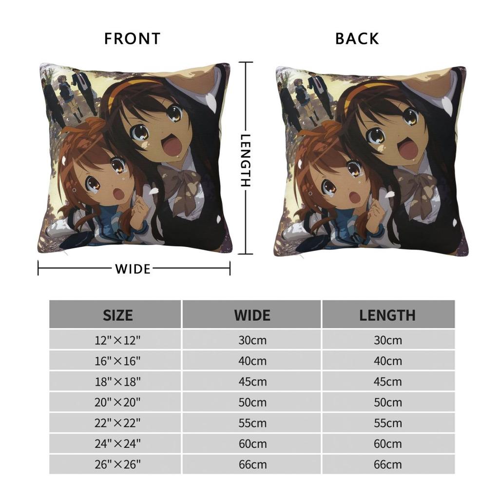 The Melancholy Of Haruhi Suzumiya Anime Square Pillowcase Cushion Cover Pillow Case Throw Pillow Cover for Home Bedroom Car