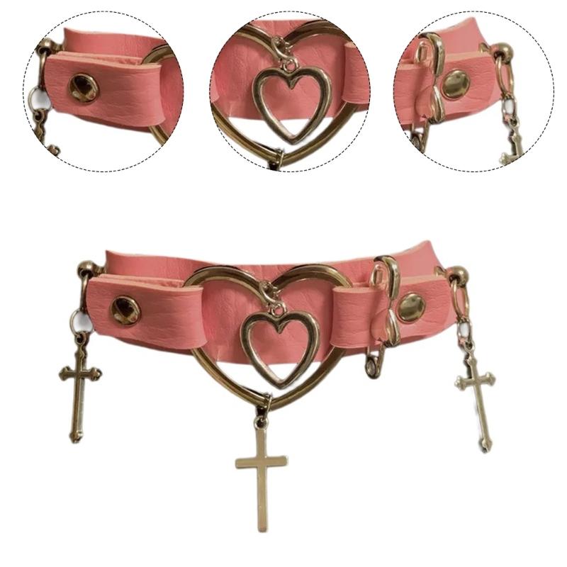 Heart Choker Gothic Cross Choker Necklace Leather Choker Necklace Women Halloween Jewelry