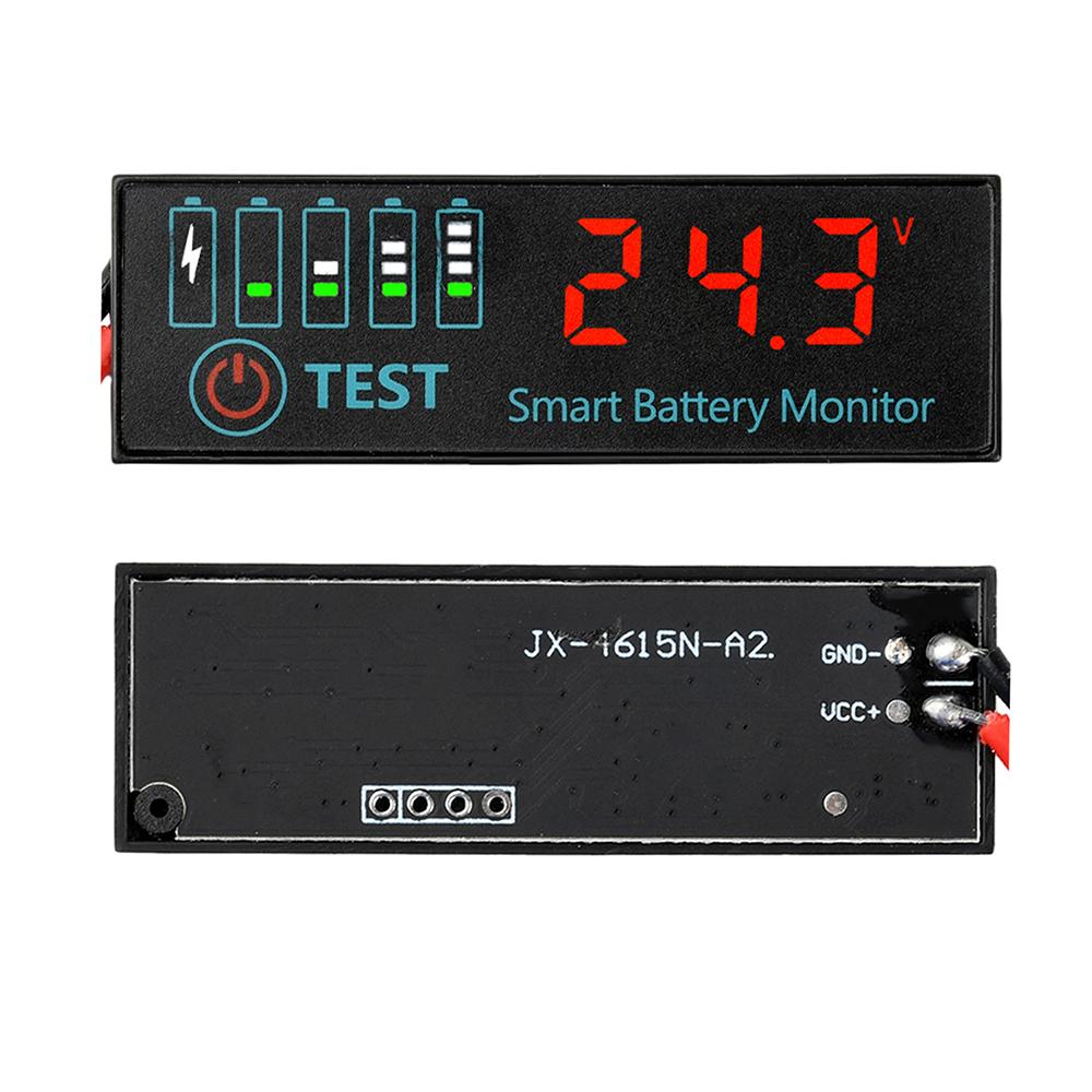 

7-55V Battery Capacity Indicator LED Display Voltage Meter for Li-ion LiFePO4 Lead Acid Battery with Customizable Alarm Settings 1Pcs