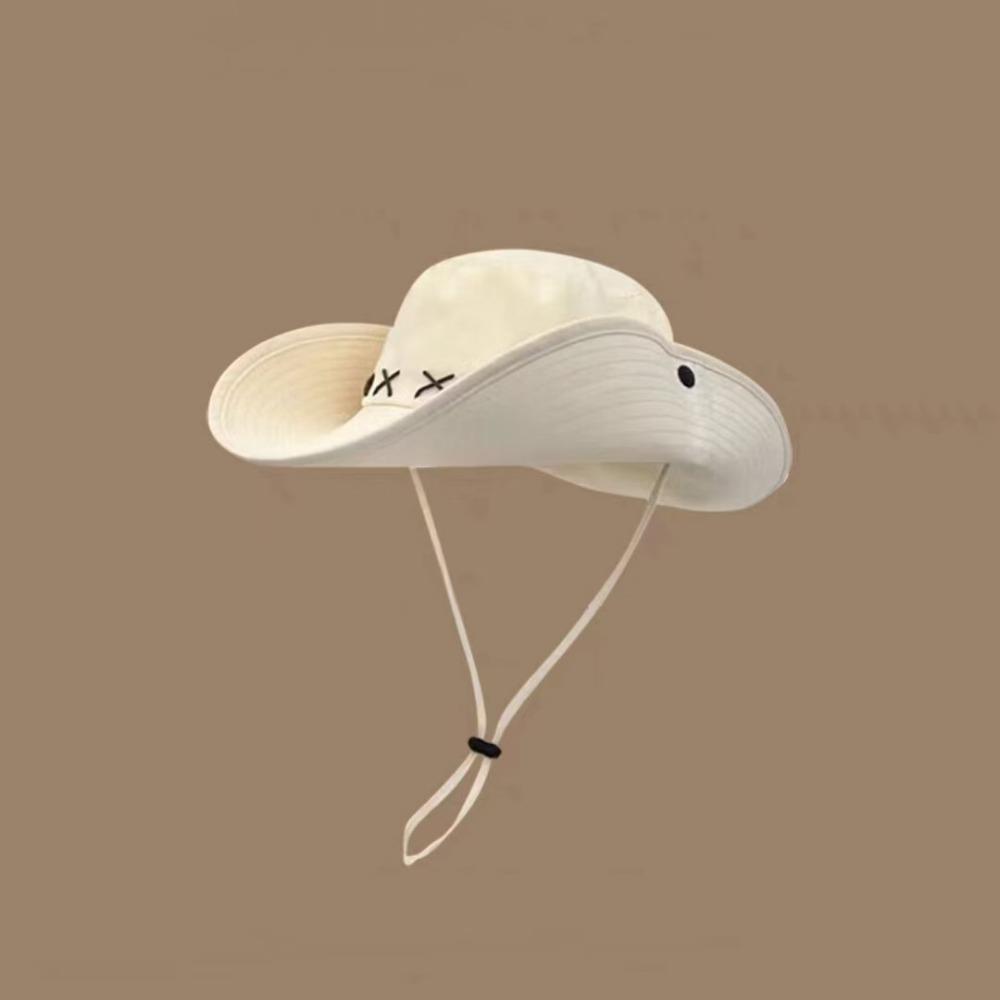 Breathable Western Cowboy Hat Adjustable Fisherman Sunshade Cap Wide Brim Sun Hat Travel