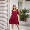Summer Women's Casual V-Neck Ruffled Babydoll Dress, European American Style Fashion Ladies Dress