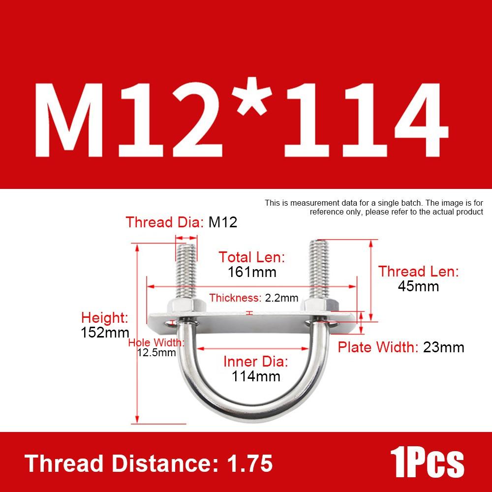 1Set 304 Stainless Steel Pipe U-clamp Screws Right Angle U-bolt Durable Round Bolt  for Round Tube