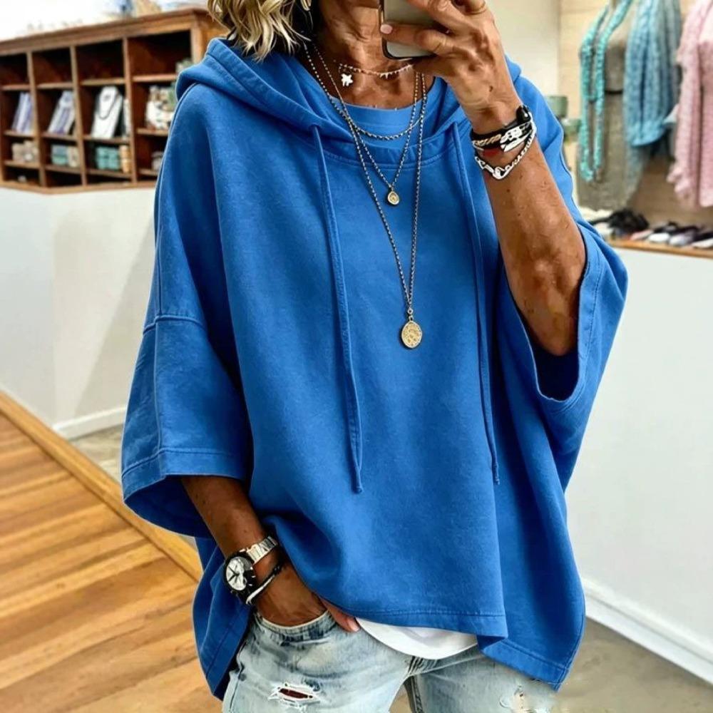 Women Solid Drawstring Hoodie, All-match Sports Pullover Top for Autumn Winter