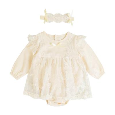 Baby Clothes Clothes Girls Clothes Spring Autumn Long Sleeve One Piece with Skirt Hair Ornament Girls Casual Everyday Wear Dress Wedding Shrine Visit