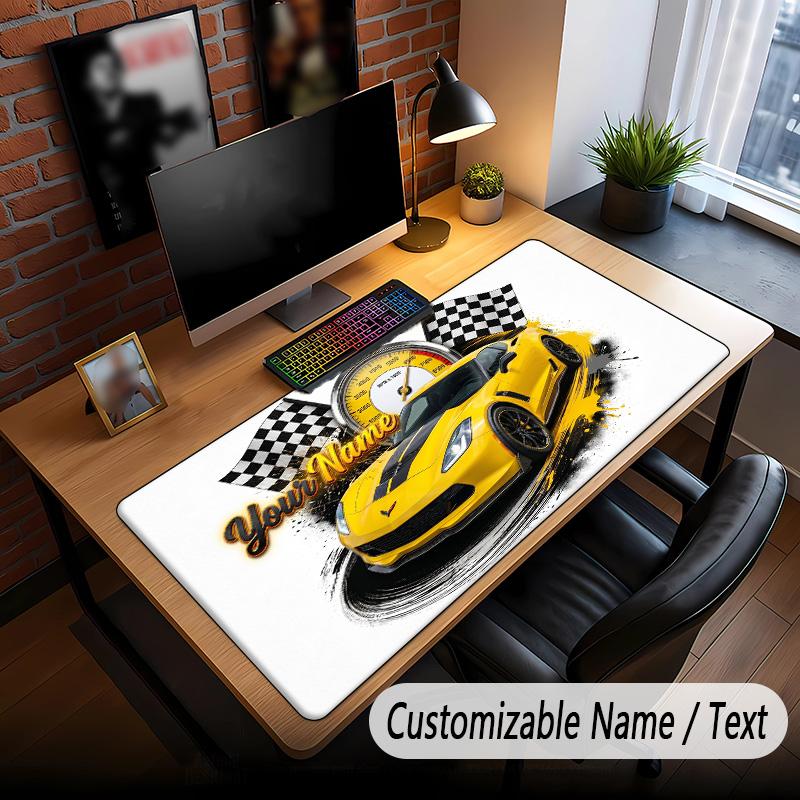 Auto-Rennsport-Thema Benutzerdefiniertes Mauspadd Personalisiert mit Namens-Text Angepasste Schreibtischmatte für Büro Heimdekoration