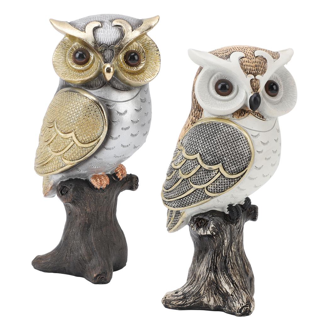 Eulenfigur, Statue, Kunstharz, Eulenskulptur, stehend auf Baumstumpf, für Zuhause, Veranda, Terrasse, Rasen, Hof, Dekoration 