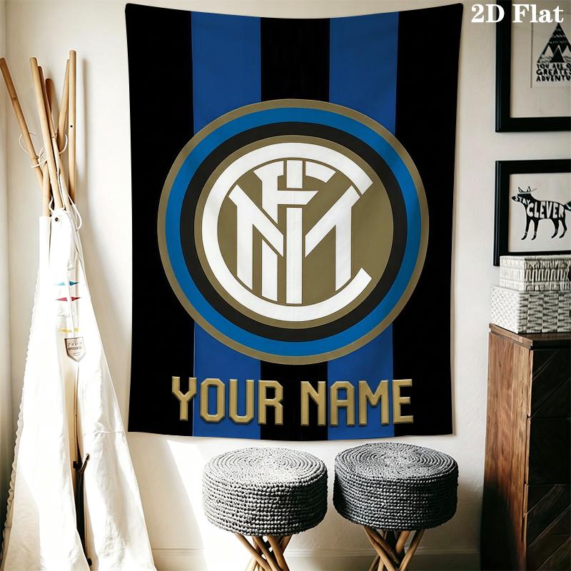 Custom Name Inter Milan Wall Tapestry Aesthetic Wall Hanging Printed Fabric Blanket Decorative Tapestries for Bedroom Living Room Home Decor