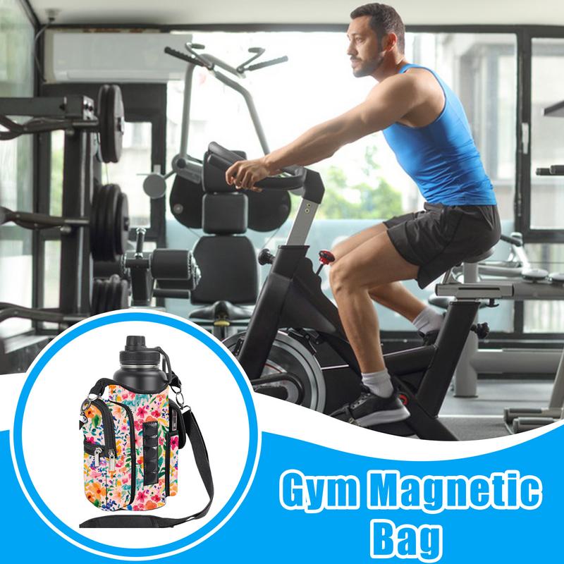 1pcs Magnetic Gym Water Bottle Bag Built-in Magnet For Easy Attachment To Metal Surface Sports Magnetic Phone Storage Pouch