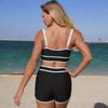 2Pcs/Set Women Swimsuit Set Racerback Tops Boxer Shorts Mid-Thigh Swimwear Water Sports Beach Pool Hot Spring Swimsuit