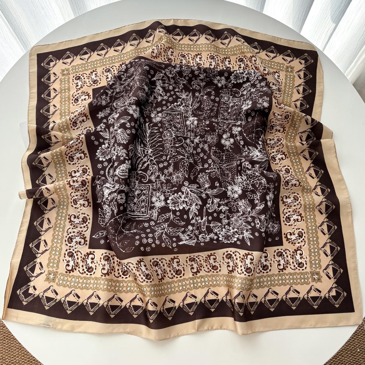 

Luxury Silk Square Scarf For Women Retro Neck Shawl Warps Elegant Neckerchief Bandanas Hijab Soft Stain Ladies Scarf