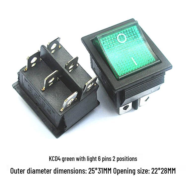 Rocker Power Reset Switch, 16A 250V, 4/6-Pin, 2/3-Position with Light, KCD4 Boat Shape